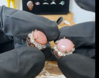 D'Joy 925 Sterling Silver Rose Quartz Halo Stud Earrings — Rose Gold