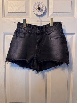 Hot Topic Black Washed Denim Cutoff Shorts