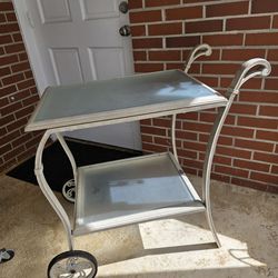 Hampton Bay Patio Serving Cart – Frosted Glass – $65