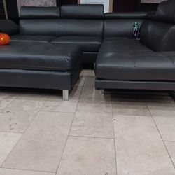 *Hair-Raising Sale Event!!!*---Mysterious Ibiza Gray Leather Sectional Sofa W/Ottoman---Delivery And Financing Available🤭