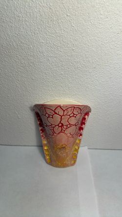 Floral hand painted   Ceramic ,  Wall pocket/ Vintage