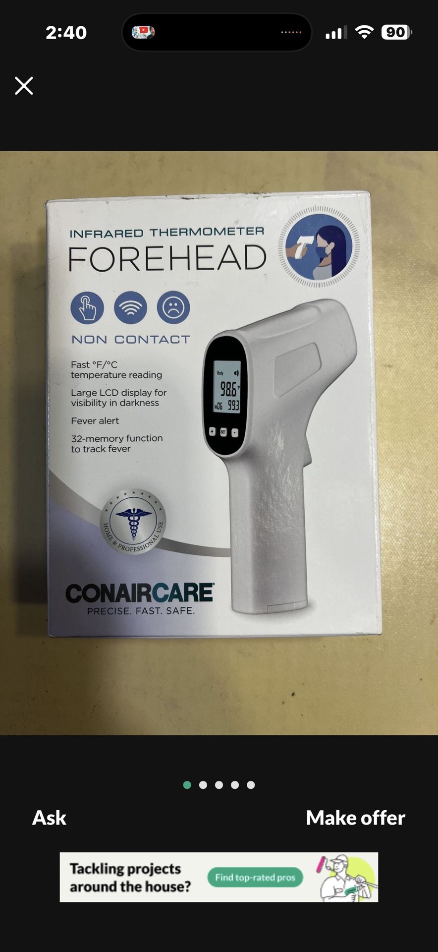 NEW Conaircare Infrared Forehead Thermometer ITH93