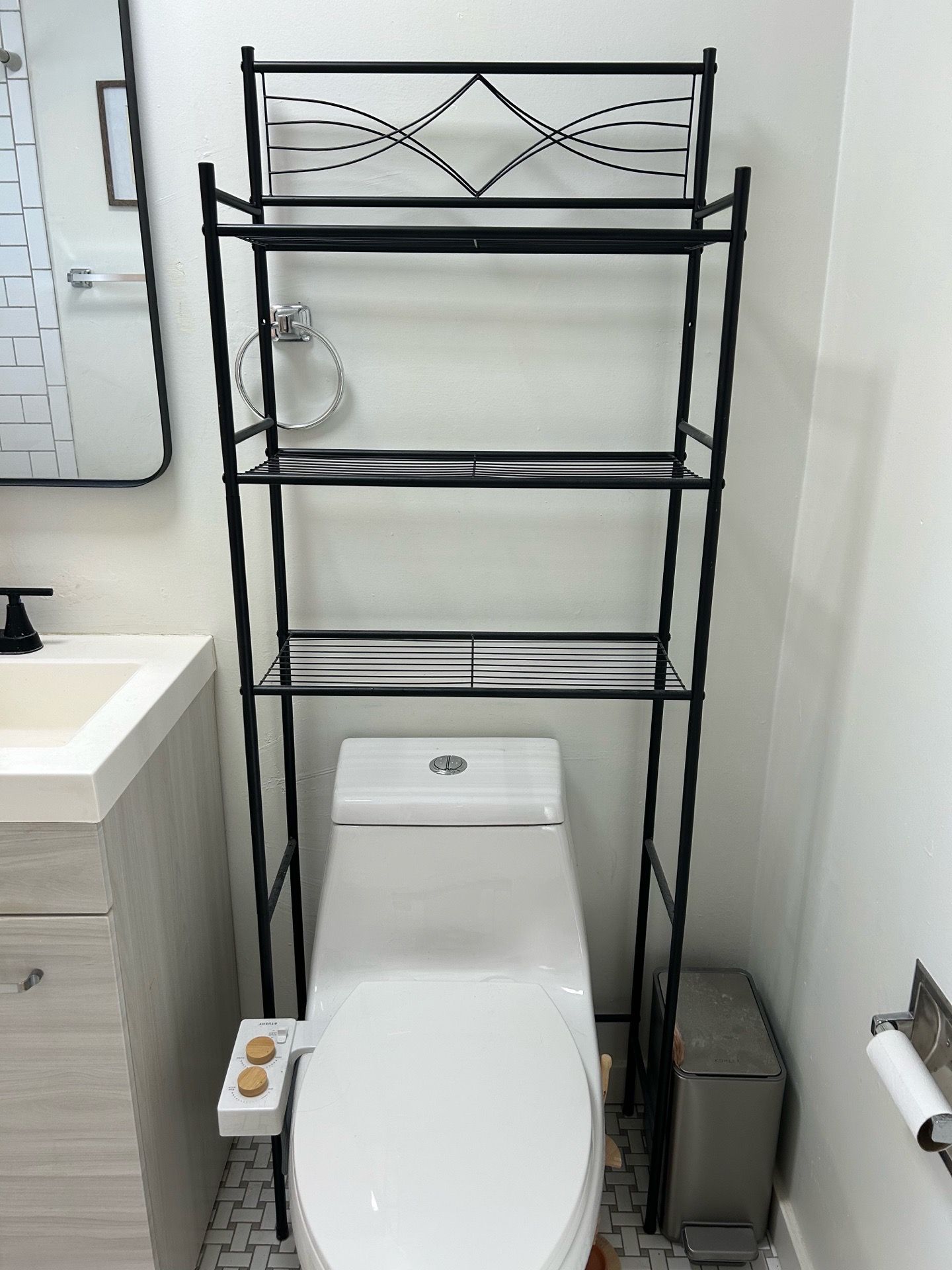 Over the toilet rack