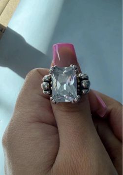18K GE (Gold Electroplated) Statement Ring - Clear Rectangular Stone