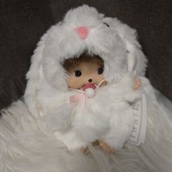 Monchhichi Animal Dress Series White Bunny 15cm