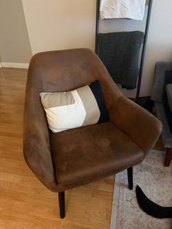Brown Faux Leather Accent Chair
