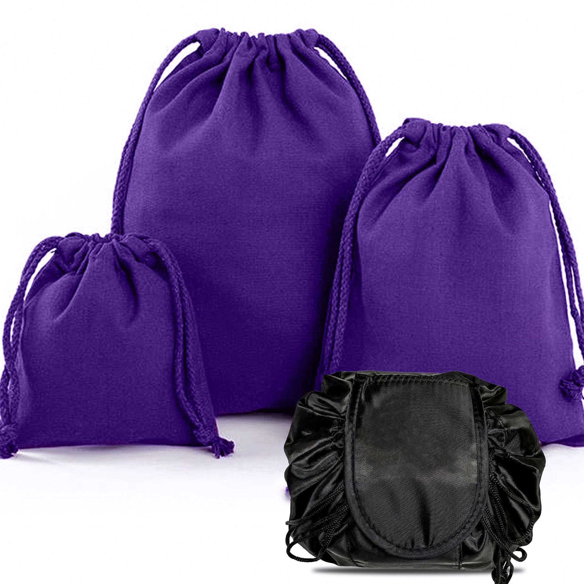 Black Makeup Bag sets 4 Pieces, For travel 