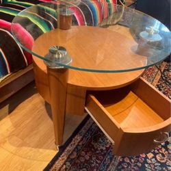 European Glass Top Side Table With A Drawer From Dania Furniture 