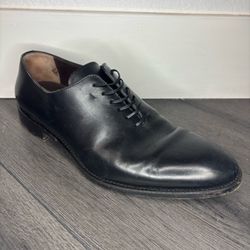 Salvatore Ferragamo Tramezza Plain Toe Wholecut Oxfords Mens 10 2E Black Leather
