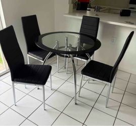 GlassDining Table Set with 4 Chairs