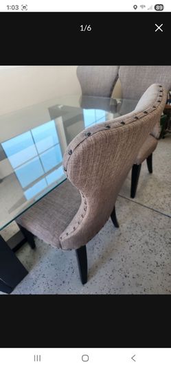 DINING SET - Upholstered Dining Chairs with Nailhead Trim