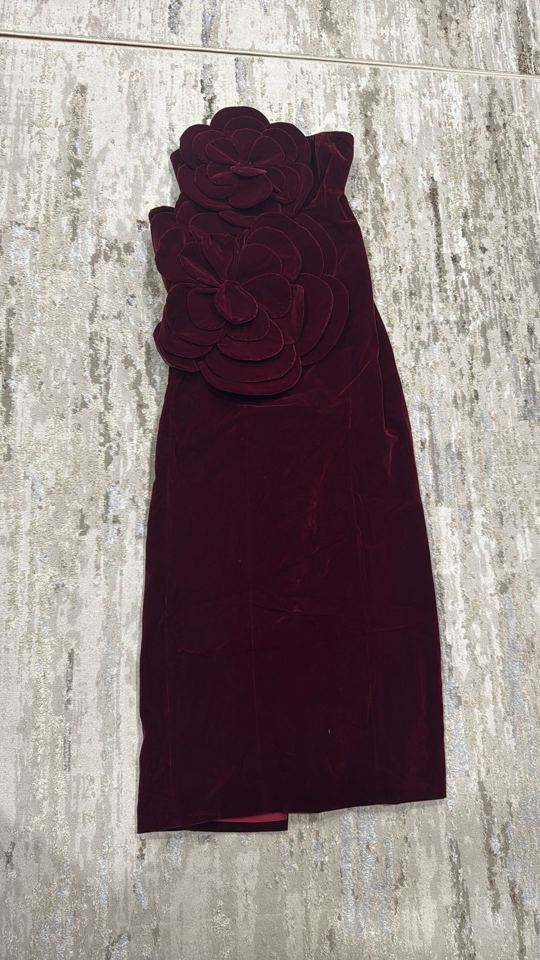 Miss Rosier Azura Red Floral Appliqué Maxi Dress