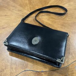 Vintage Dior Purse Shoulder Bag Tote Black Leather 