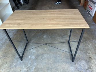Wood Top Desk with Metal Frame