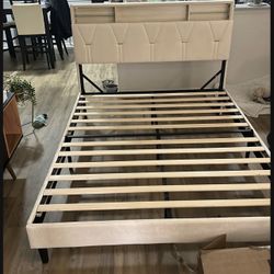Queen Size Bed Frame With Led Lights And Power Outlet
