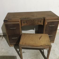 Antique Project Pieces Beautiful Vanity With Sitting Stool 