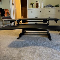 VARIDESK Proplus two tier standing desk converter. Space for two monitors upper & laptop on lower.