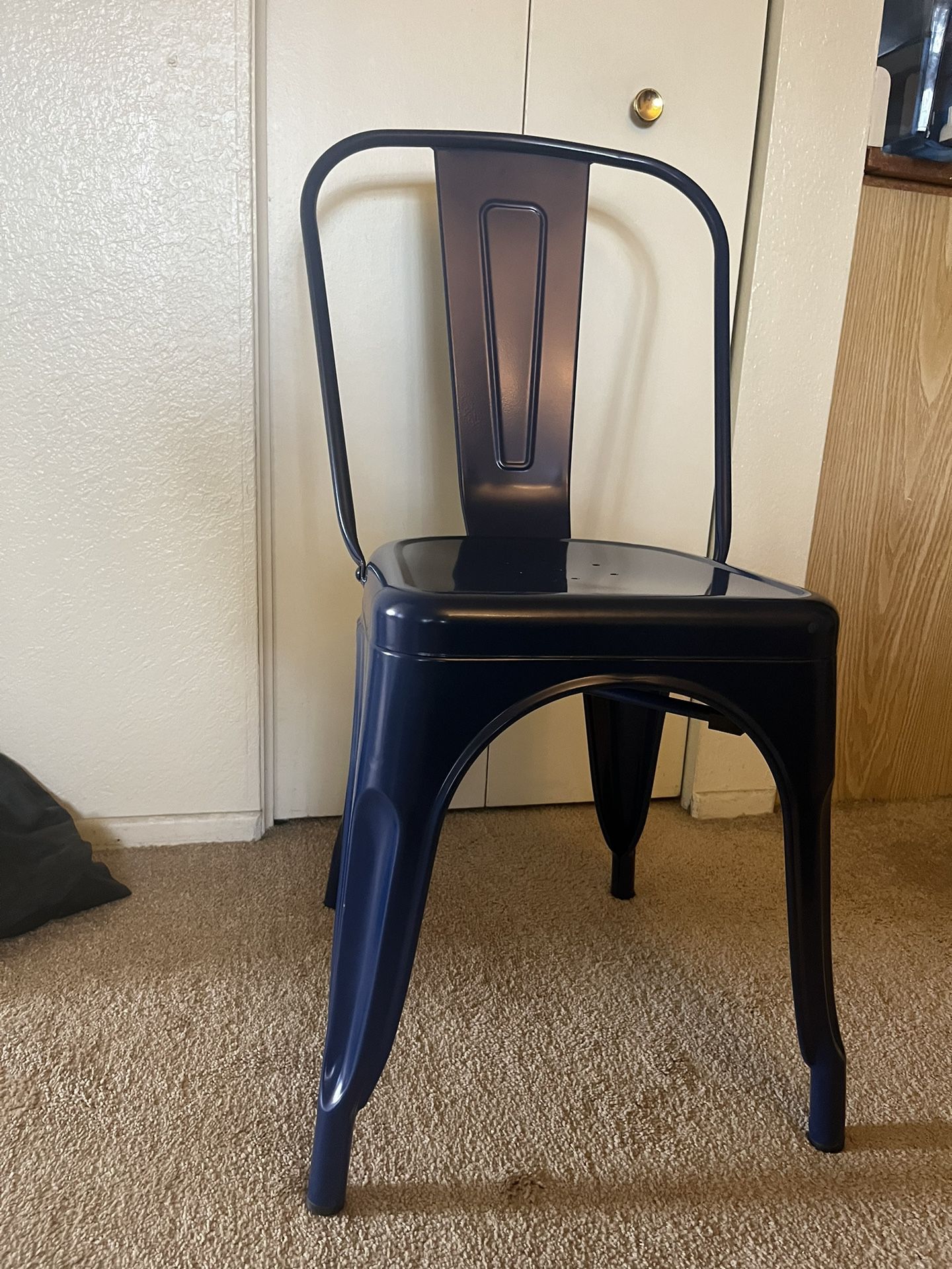 New Tolix Style French Bistro Chair Navy Blue 