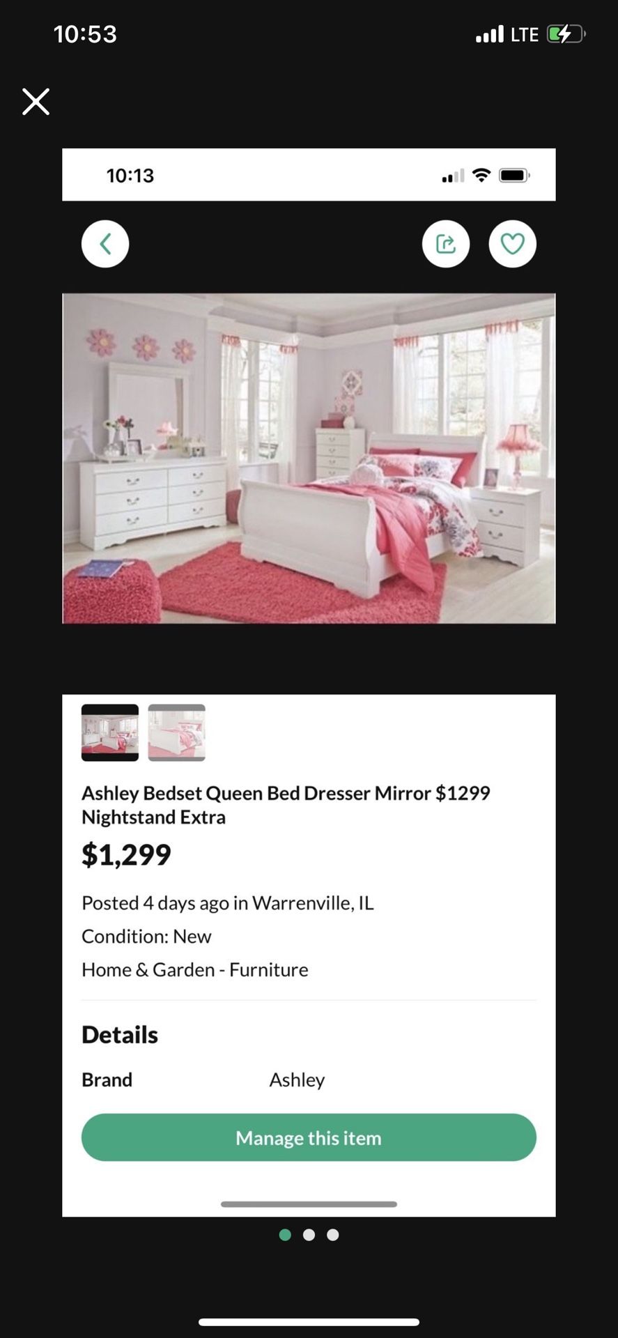 Queen Bedroom Set By Ashley $1299 NEW