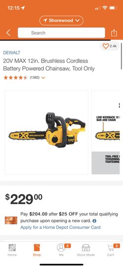 Dewalt 20 Volt Chainsaw 12in