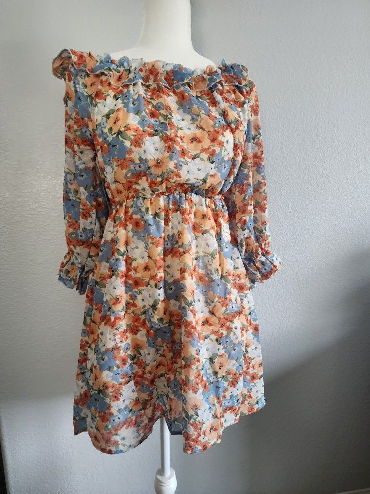 Floral Boho Dress For Ladies, Juniors, Women Size Small Comfortable Dress Summer 