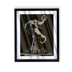 Zero ghost dog from Nightmare Before Christmas in black frame