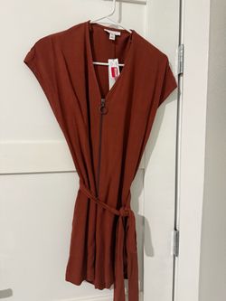 Topshop Rust Mini Romper with Zip Detail