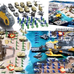 Lehoo Castle Army Men Playset w/ Turret & Submarine, Including Military Vehicles