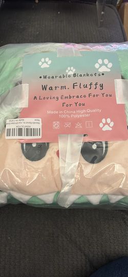 NewMint green hooded wearable blanket warm and fluffy looks like labubu