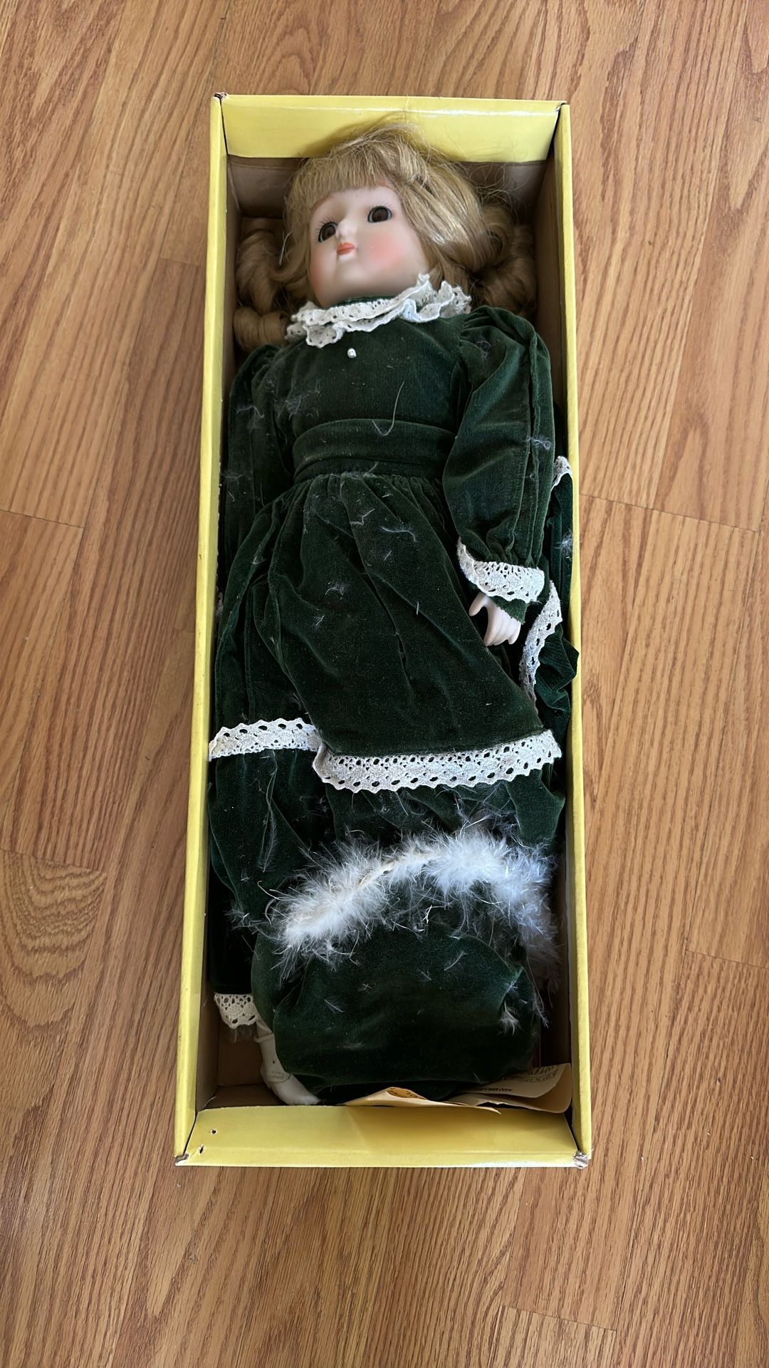 Porcelain Musical Doll - Green Dress