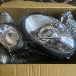 Chrome Housing Halogen Headlight Compatible with Mercedes-Benz E-Class E320 E350 E500 E55 AMG 2003-2006 Includes Left Driver and Right Passenger Side 