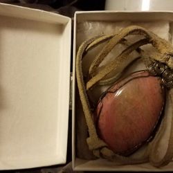 Rhonodite stone wrap necklace