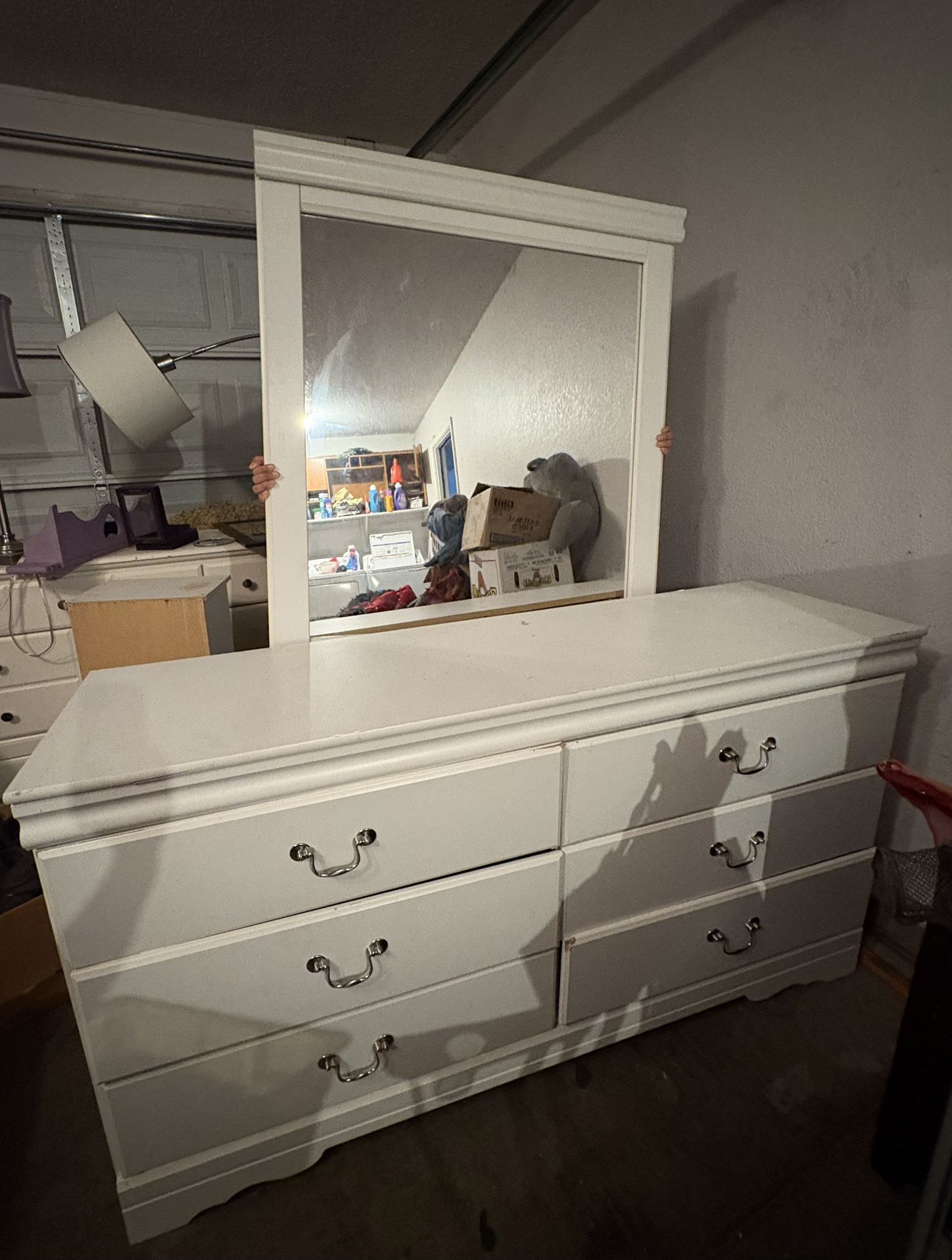 White Vanity Dresser Mueble Blanco Con Espejo