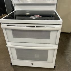 White 30” Double Oven Stove
