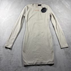 White Fox Boutique Thermal Women’s S Beige Long Sleeve Mini Dress NWT #3013