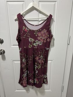 Floral Maroon Midi Dress. Women’s Size XL