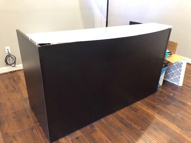 Reception desk with glass top