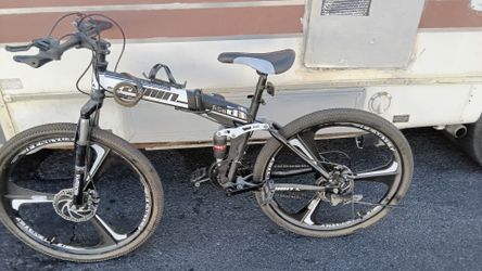 21 Speed Mountain Bike 3 Spoke Wheels Dual Suspension Folding Bike 26 Inches MTB, White