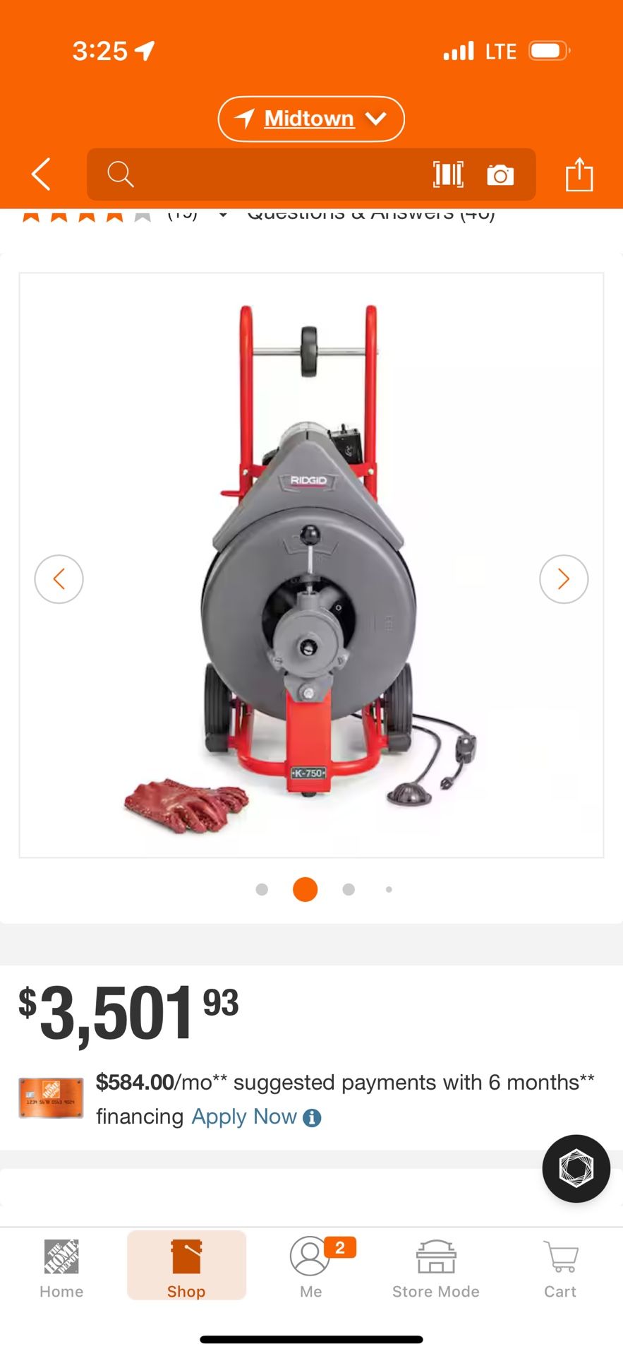  RIDGID K-750 Drum Machine Drain Cleaner with C-100 Autofeed