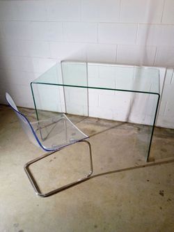 Glass desk and chairs. 2 sets of chairs and 2 desk (.identical )