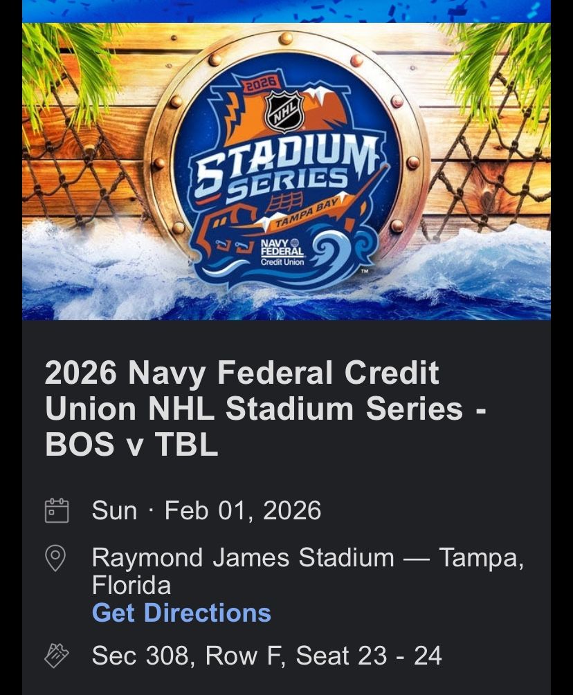 2/1/26 NHL Stadium Series Tampa Bay Lightning Vs Boston Bruins 