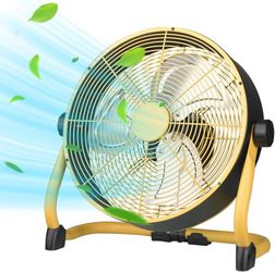 12 Inch High Velocity Floor Fan, Heavy Duty Metal Industrial Fans with 3 Speeds, Portable Fan with Adjustable 360° Head Tilt
