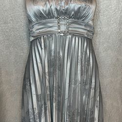 B.Darlin Vintage Y2K Silver Glitter Homecoming Dress