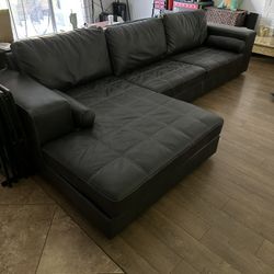 134” Wide Faux Leather Sofa & Chaise