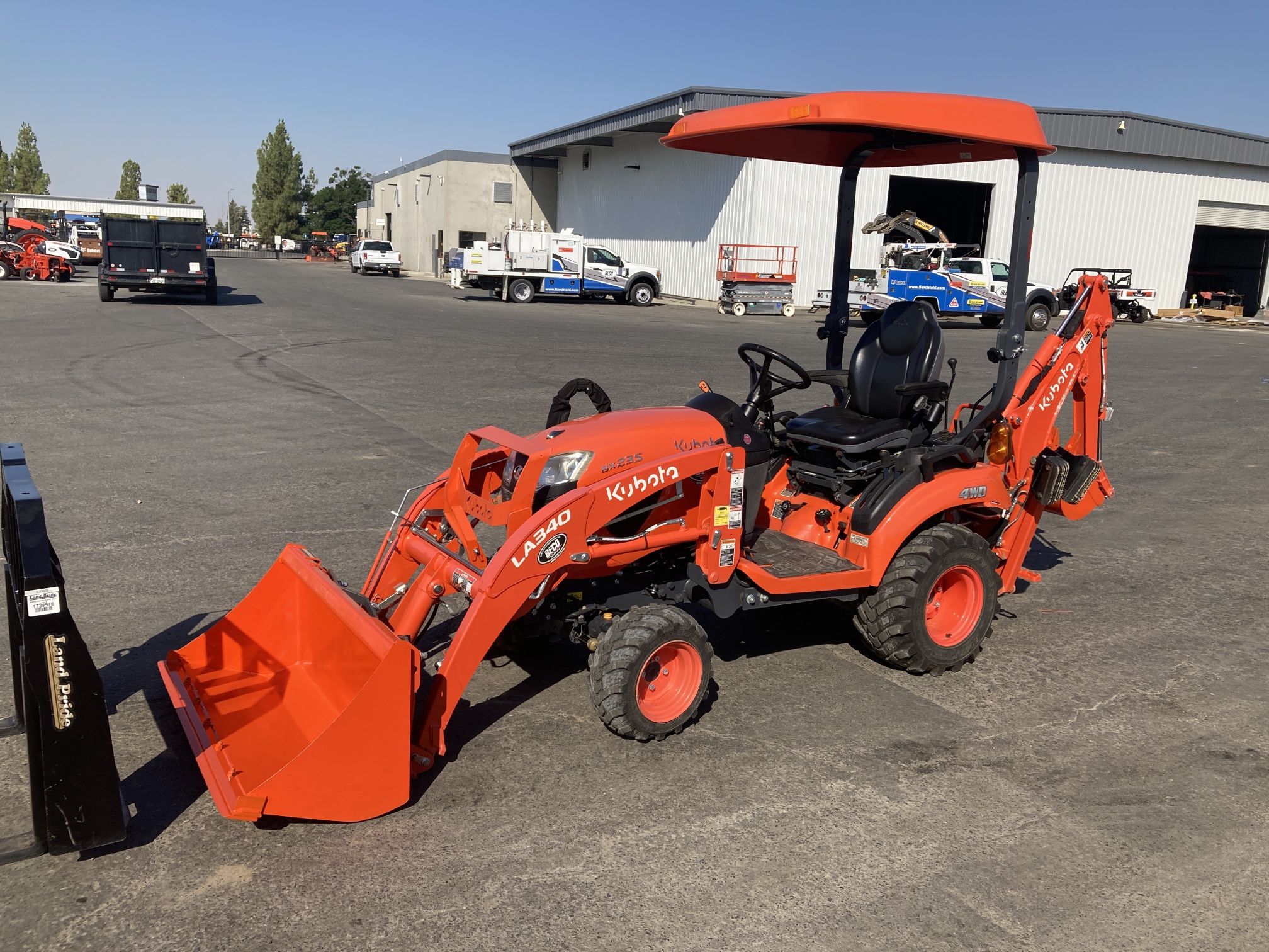 2021 Kubota BX23S Tractor Loader Backhoe with Forks, Scraper, & Snow Blower