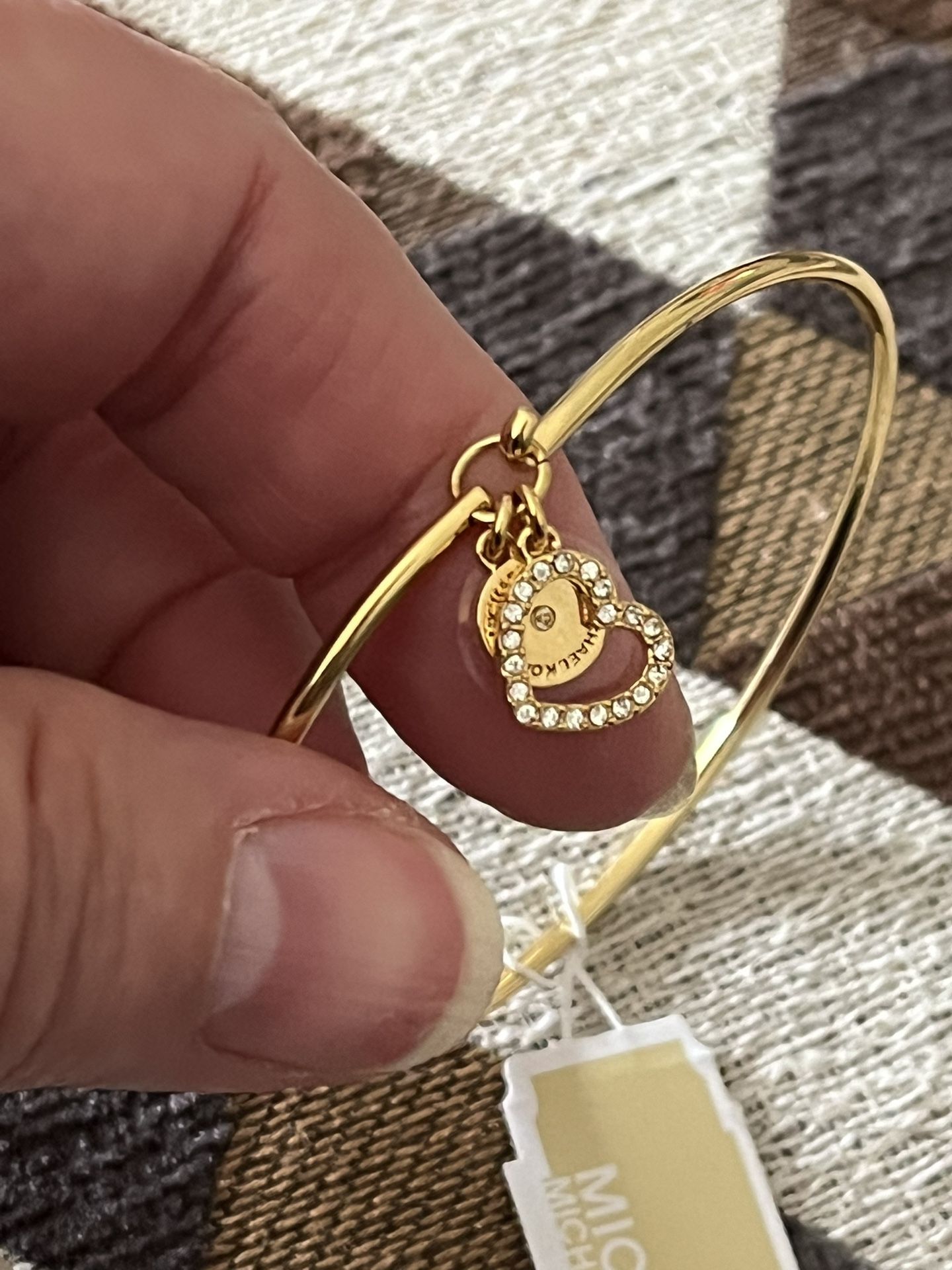 Michael Kors Gold Tone Heart Crystal Pendant Bracelet NWT!