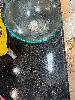 Granite to with glass vessel sink 38”