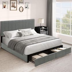 Queen size Bed Frame With Storage Drawers