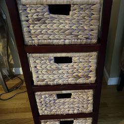 Cherry Wood Wicker Dresser. Read Description 1st