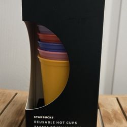New Unused Starbucks Reusable Hot Cups 6 16 Oz Cups With Lids